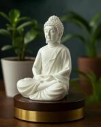Pack 1 Meditation Buddha White Premium Rare Handcrafted Polymarble Meditation/Dhyan White Buddha Statue Lord Figurine/Idol,Medium - Image 2